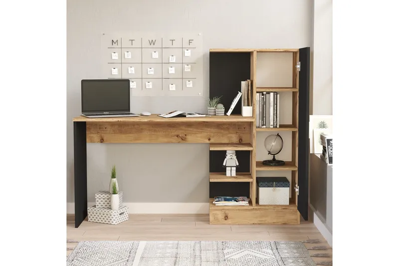 Dalran Skrivebord 152 cm - Natur/Sort - Møbler - Borde - Kontorbord - Skrivebord