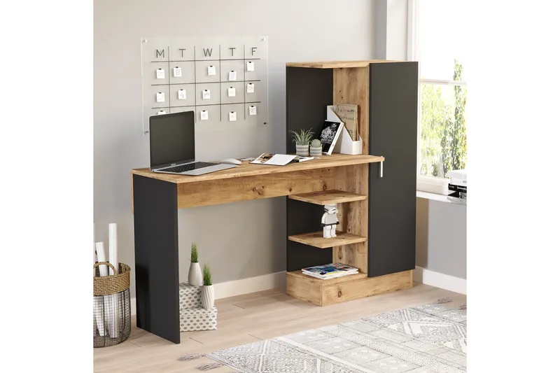 Dalran Skrivebord 152 cm - Natur/Sort - Møbler - Borde - Kontorbord - Skrivebord