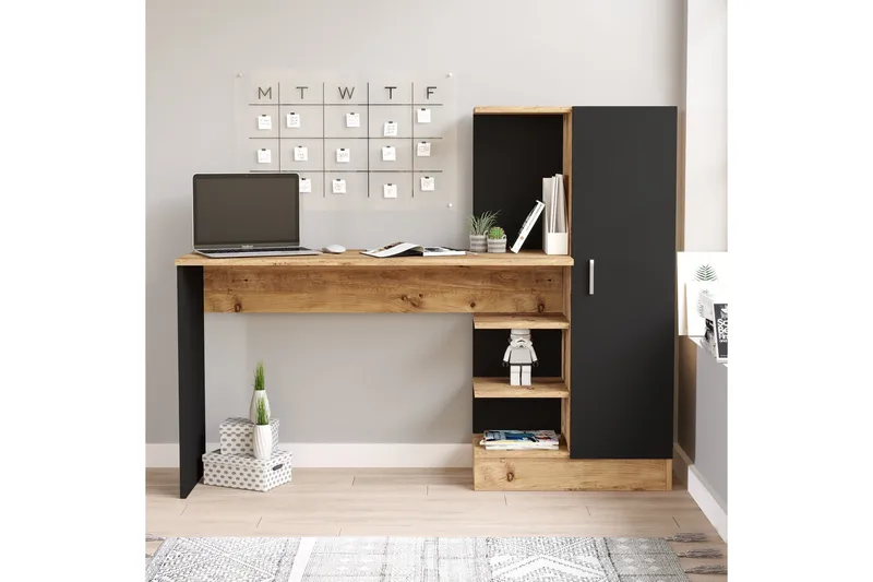 Dalran Skrivebord 152 cm - Natur/Sort - Møbler - Borde - Kontorbord - Skrivebord