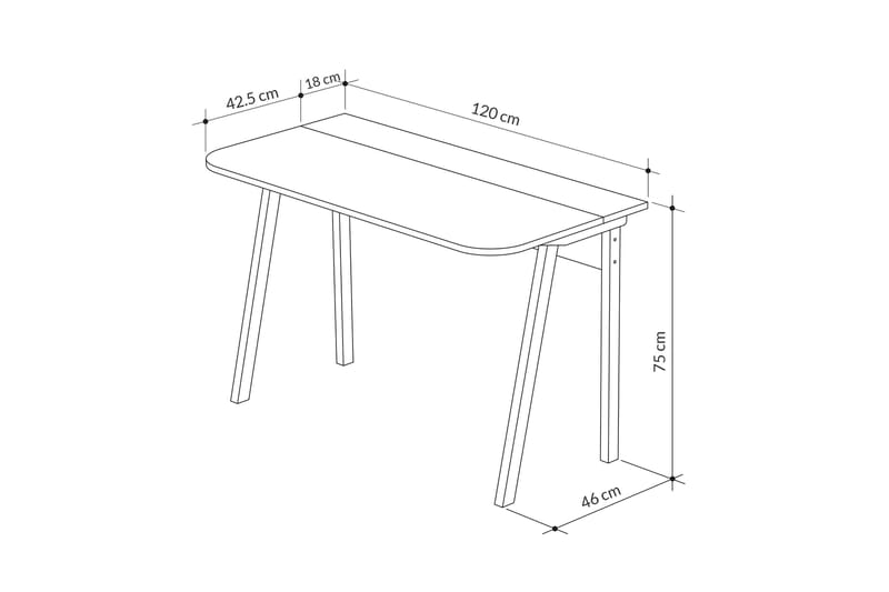 Dasina Skrivebord 120x75x120 cm - Lysbrun - Skrivebord