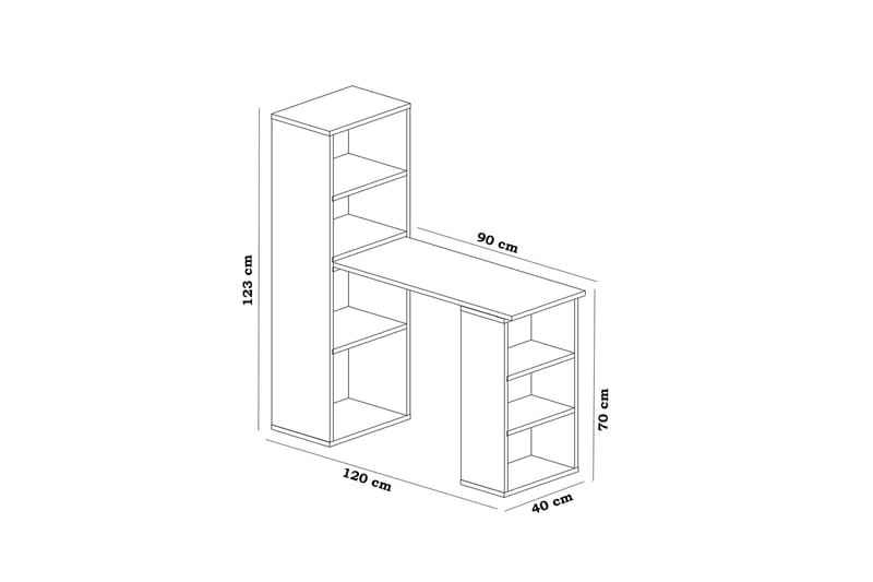 Decorotika Skrivebord 120 cm med Opbevaring Hylder - Hvid - Møbler - Borde - Kontorbord - Skrivebord