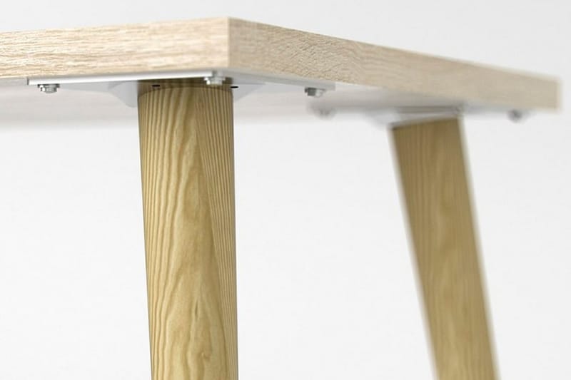 Delta Skrivebord 145 cm med Opbevaring Skuffer + Hylder - Hvid/Natur - Skrivebord