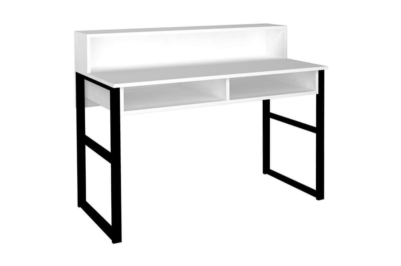Dengeze Skrivebord 120 cm med Opbevaringshylder - Hvid/Sort - Møbler - Borde - Kontorbord - Skrivebord
