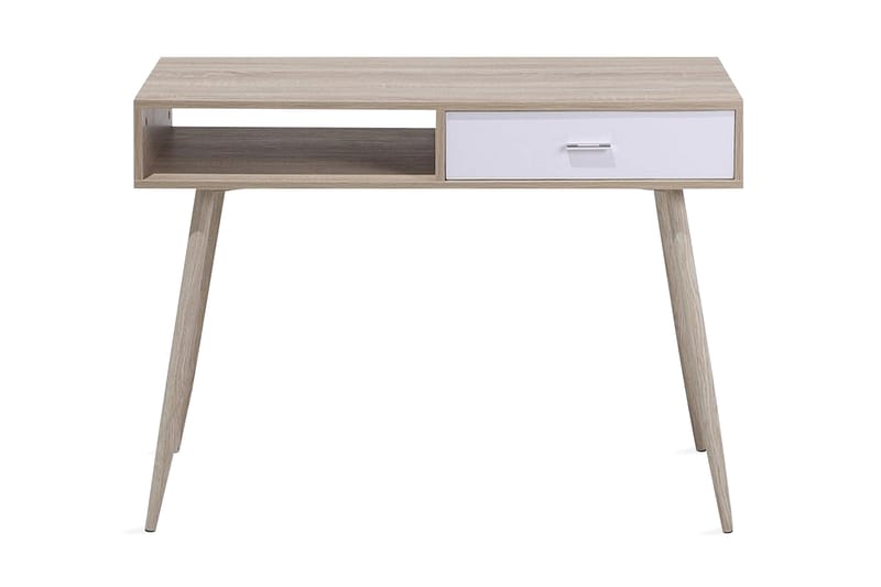 Deora Skrivebord 100 cm med Opbevaring Skuffe + Hylde - Lysebrun/Vi - Møbler - Borde - Kontorbord - Skrivebord