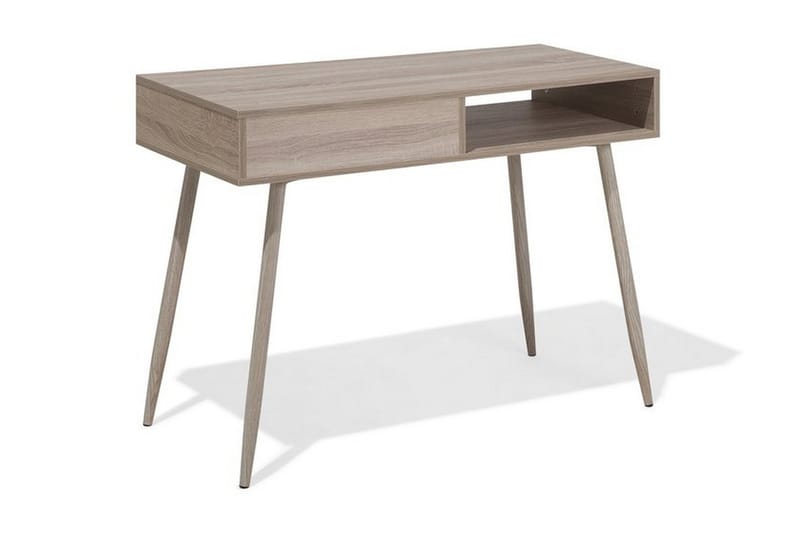 Deora Skrivebord 100 cm med Opbevaring Skuffe + Hylde - Lysebrun/Vi - Møbler - Borde - Kontorbord - Skrivebord
