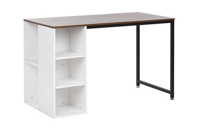 Dese Skrivebord 120 cm med Opbevaring - Mørket Træ/Hvid - Møbler - Borde - Kontorbord - Skrivebord