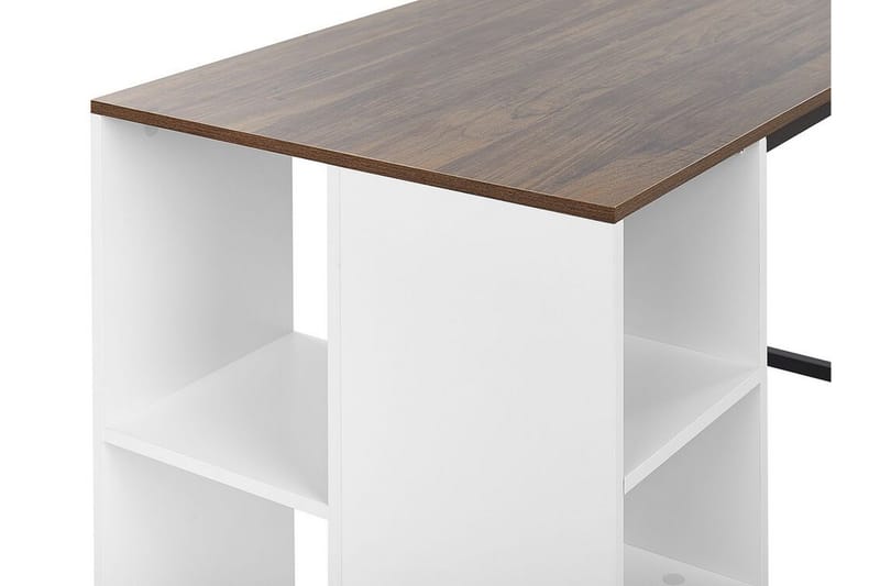Dese Skrivebord 120 cm med Opbevaring - Mørket Træ/Hvid - Skrivebord