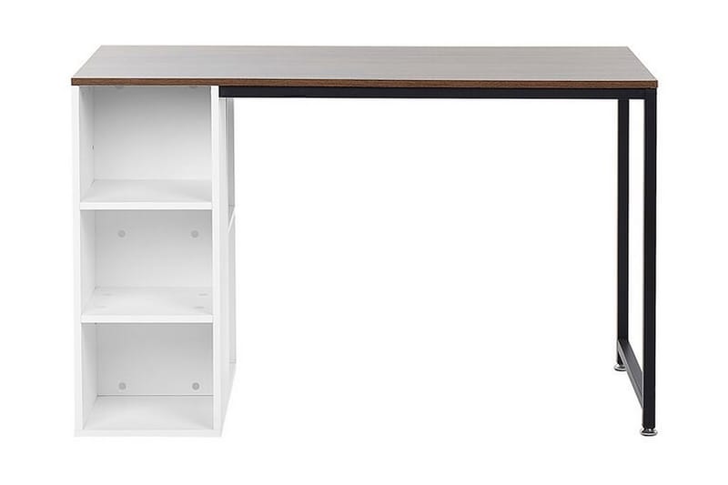 Dese Skrivebord 120 cm med Opbevaring - Mørket Træ/Hvid - Skrivebord