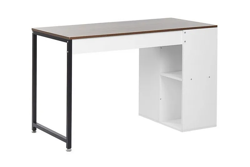 Dese Skrivebord 120 cm med Opbevaring - Mørket Træ/Hvid - Møbler - Borde - Kontorbord - Skrivebord