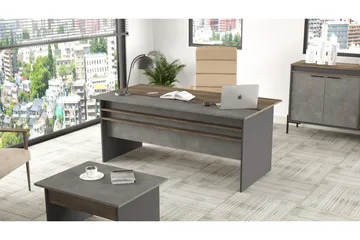 Desgrar Skrivebord 180 cm - Brun/Betongrå/Antracit - Møbler - Borde - Kontorbord - Skrivebord