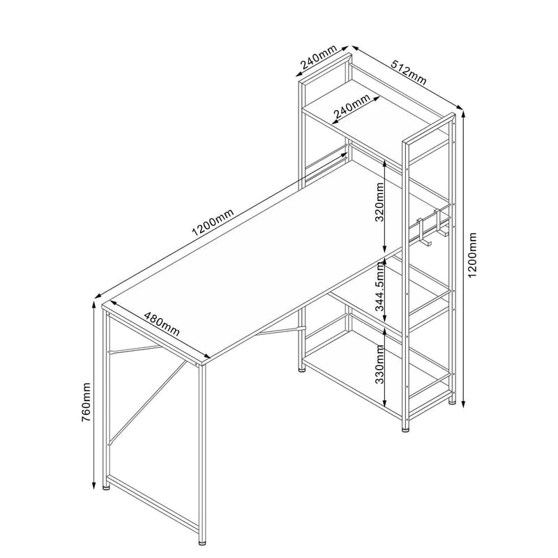 Desk HOME4YOU - egebark / brun - Møbler - Borde - Kontorbord - Skrivebord - hjørneskrivebord