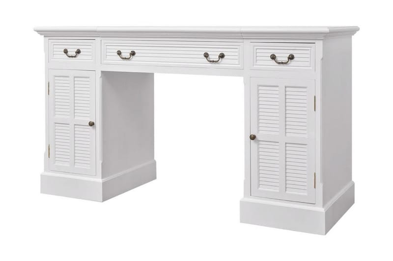 Dobbelt Piedestal Skrivebord Hvidt 140X48X80 Cm - Hvid - Møbler - Borde - Kontorbord - Skrivebord
