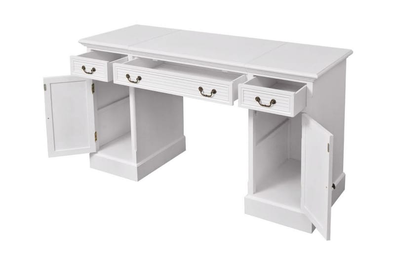 Dobbelt Piedestal Skrivebord Hvidt 140X48X80 Cm - Hvid - Møbler - Borde - Kontorbord - Skrivebord