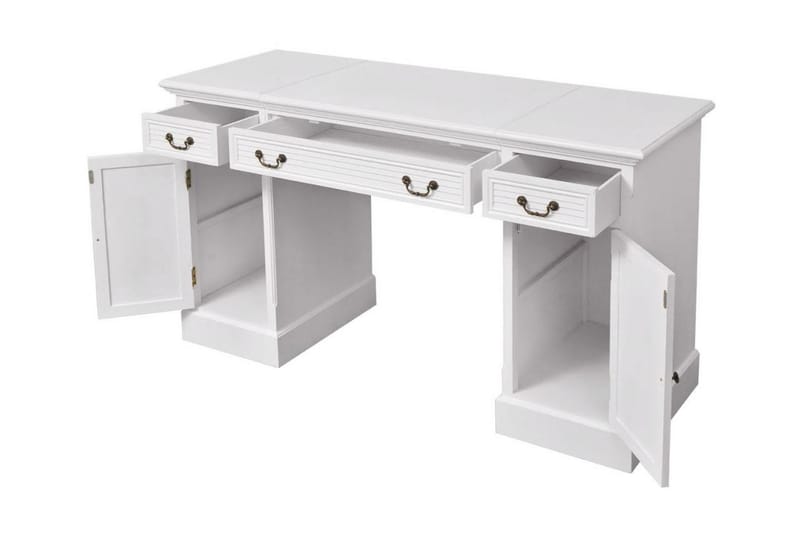 Dobbelt Piedestal Skrivebord Hvidt 140X48X80 Cm - Hvid - Skrivebord