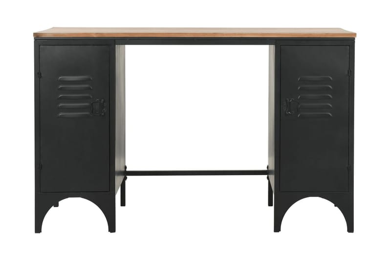 Dobbelt Piedestal-Skrivebord Grantræ Og Stål 120X50X76Cm - Grå - Møbler - Borde - Kontorbord - Skrivebord