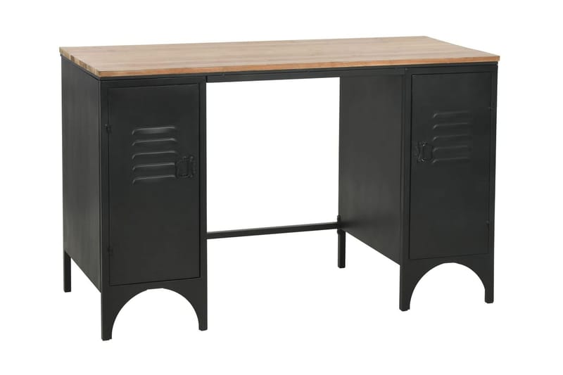 Dobbelt Piedestal-Skrivebord Grantræ Og Stål 120X50X76Cm - Grå - Møbler - Borde - Kontorbord - Skrivebord
