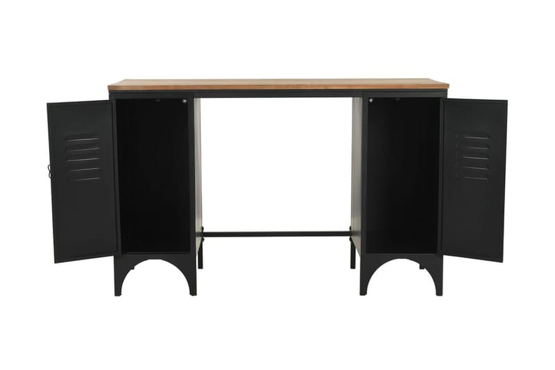 Dobbelt Piedestal-Skrivebord Grantræ Og Stål 120X50X76Cm - Grå - Møbler - Borde - Kontorbord - Skrivebord