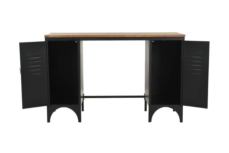 Dobbelt Piedestal-Skrivebord Grantræ Og Stål 120X50X76Cm - Grå - Skrivebord