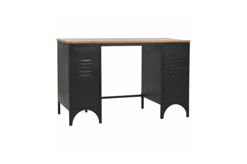 Dobbelt Piedestal-Skrivebord Grantræ Og Stål 120X50X76Cm - Grå - Møbler - Borde - Kontorbord - Skrivebord