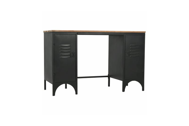 Dobbelt Piedestal-Skrivebord Grantræ Og Stål 120X50X76Cm - Grå - Møbler - Borde - Kontorbord - Skrivebord
