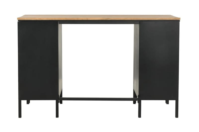 Dobbelt Piedestal-Skrivebord Grantræ Og Stål 120X50X76Cm - Grå - Møbler - Borde - Kontorbord - Skrivebord