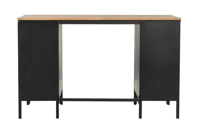 Dobbelt Piedestal-Skrivebord Grantræ Og Stål 120X50X76Cm - Grå - Skrivebord