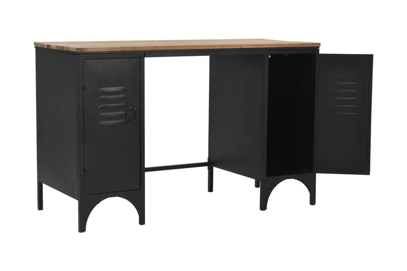 Dobbelt Piedestal-Skrivebord Grantræ Og Stål 120X50X76Cm - Grå - Møbler - Borde - Kontorbord - Skrivebord