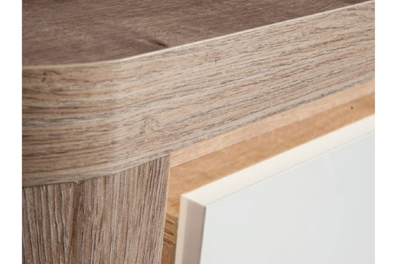 Domardon Skrivebord 130 cm med Opbevaring 2 Skab - Træ/Hvid - Skrivebord