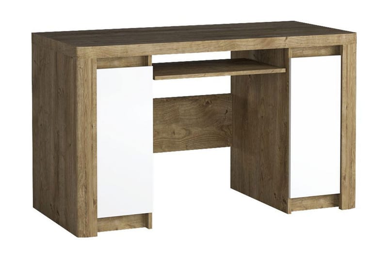 Domardon Skrivebord 130 cm med Opbevaring 2 Skab - Træ/Hvid - Møbler - Borde - Kontorbord - Skrivebord