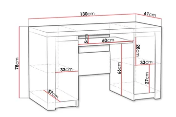 Domardon Skrivebord 130 cm med Opbevaring 2 Skab - Træ/Hvid - Møbler - Borde - Kontorbord - Skrivebord