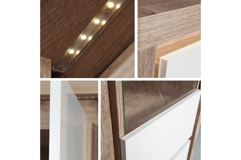 Domardon Skrivebord 130 cm med Opbevaring 2 Skab - Træ/Hvid - Møbler - Borde - Kontorbord - Skrivebord