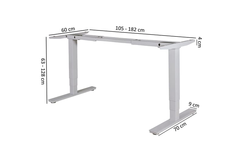 Dontavious Justerbar Skrivebord 182 cm - Sølv - Skrivebord