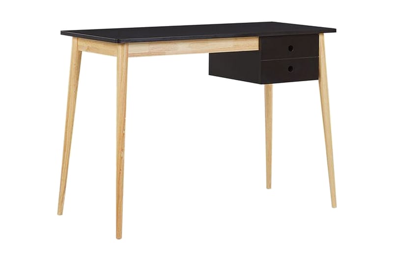 Ebeme Skrivebord 106 cm med Opbevaring 2 Skuffer - Sort/Lysebrun - Møbler - Borde - Kontorbord - Skrivebord