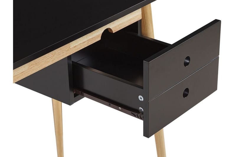 Ebeme Skrivebord 106 cm med Opbevaring 2 Skuffer - Sort/Lysebrun - Møbler - Borde - Kontorbord - Skrivebord