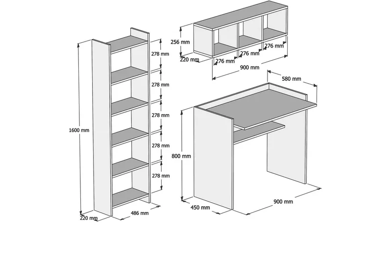 Edging Kontormøbelsæt 90 cm - Hvid - Møbler - Borde - Kontorbord - Skrivebord