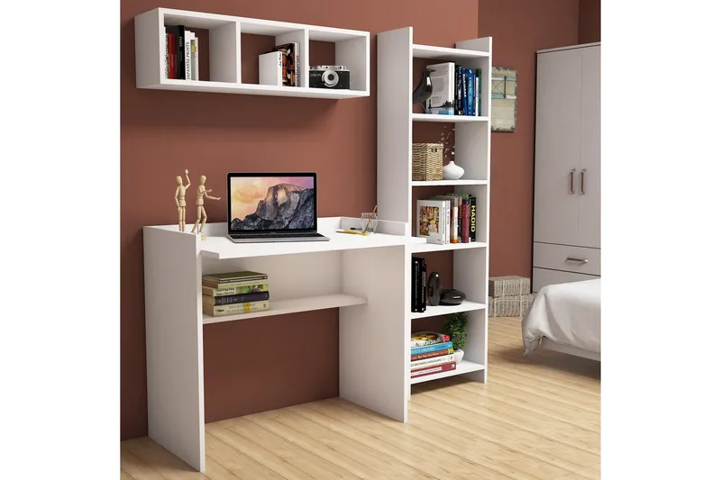 Edging Kontormøbelsæt 90 cm - Hvid - Møbler - Borde - Kontorbord - Skrivebord