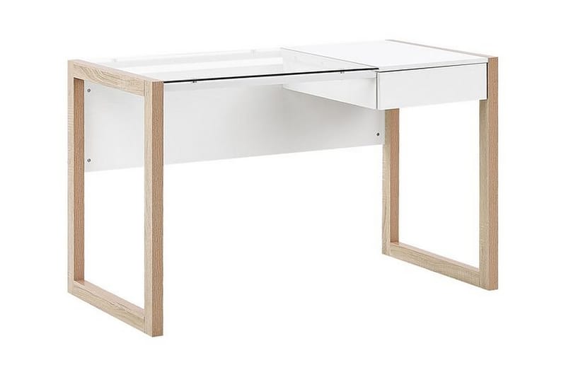 Ejenks Skrivebord 120 cm med Opbevaring Skuffe - Hvid/Lyset Træ - Skrivebord