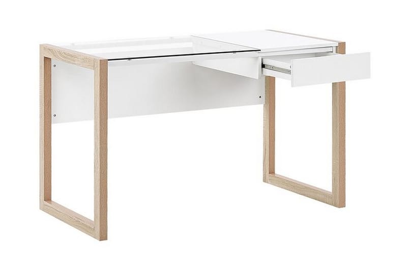Ejenks Skrivebord 120 cm med Opbevaring Skuffe - Hvid/Lyset Træ - Møbler - Borde - Kontorbord - Skrivebord