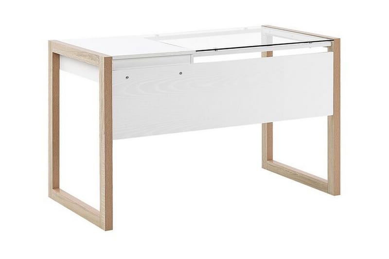 Ejenks Skrivebord 120 cm med Opbevaring Skuffe - Hvid/Lyset Træ - Skrivebord