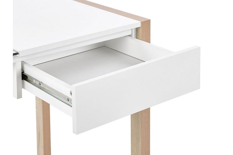 Ejenks Skrivebord 120 cm med Opbevaring Skuffe - Hvid/Lyset Træ - Møbler - Borde - Kontorbord - Skrivebord