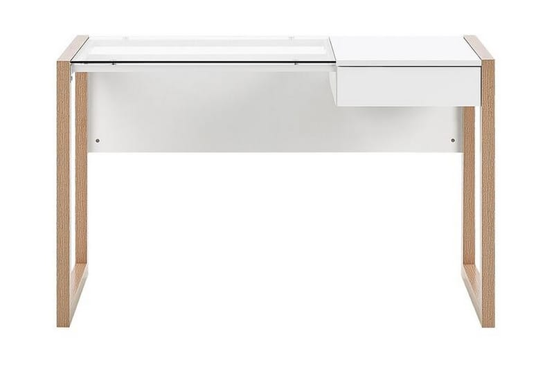 Ejenks Skrivebord 120 cm med Opbevaring Skuffe - Hvid/Lyset Træ - Skrivebord