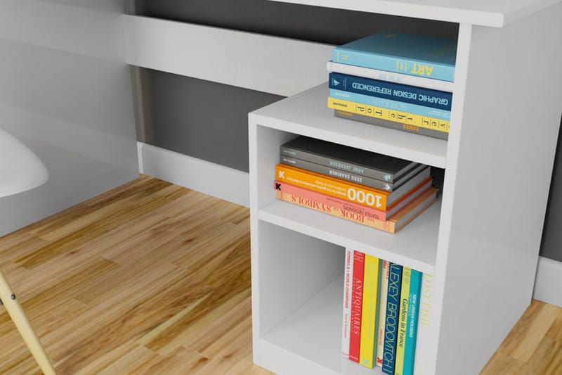 Elegancia Skrivebord 120 cm med Opbevaring 2 Hylder - Hvid - Møbler - Borde - Kontorbord - Skrivebord