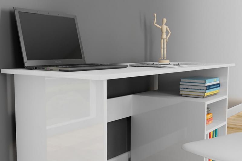 Elegancia Skrivebord 120 cm med Opbevaring 2 Hylder - Hvid - Møbler - Borde - Kontorbord - Skrivebord