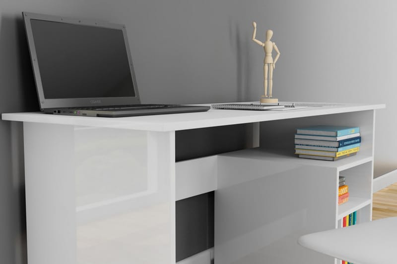 Elegancia Skrivebord 120 cm med Opbevaring 2 Hylder - Hvid - Skrivebord