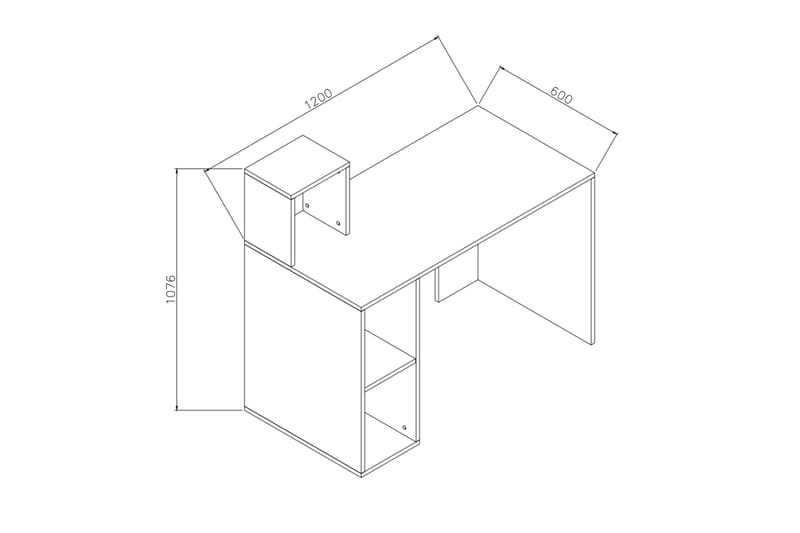 Elegancia Skrivebord 120 cm med Opbevaring Hylde - Hvid - Møbler - Borde - Kontorbord - Skrivebord