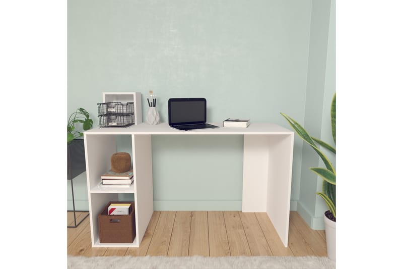Elegancia Skrivebord 120 cm med Opbevaring Hylde - Hvid - Møbler - Borde - Kontorbord - Skrivebord