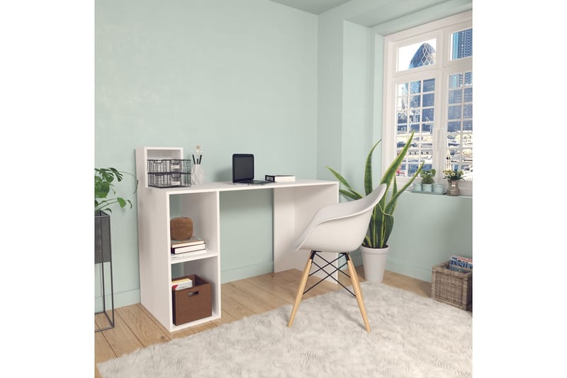Elegancia Skrivebord 120 cm med Opbevaring Hylde - Hvid - Møbler - Borde - Kontorbord - Skrivebord