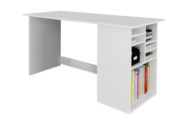 Elegancia Skrivebord 120 cm med Opbevaring Hylder - Hvid - Skrivebord