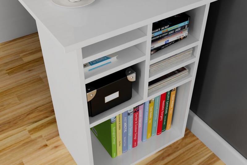 Elegancia Skrivebord 120 cm med Opbevaring Hylder - Hvid - Møbler - Borde - Kontorbord - Skrivebord