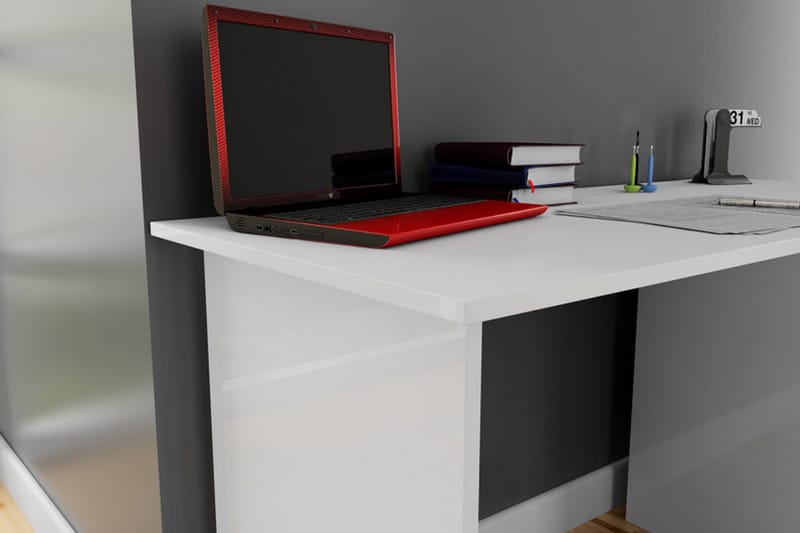 Elegancia Skrivebord 120 cm med Opbevaring Hylder - Hvid - Møbler - Borde - Kontorbord - Skrivebord